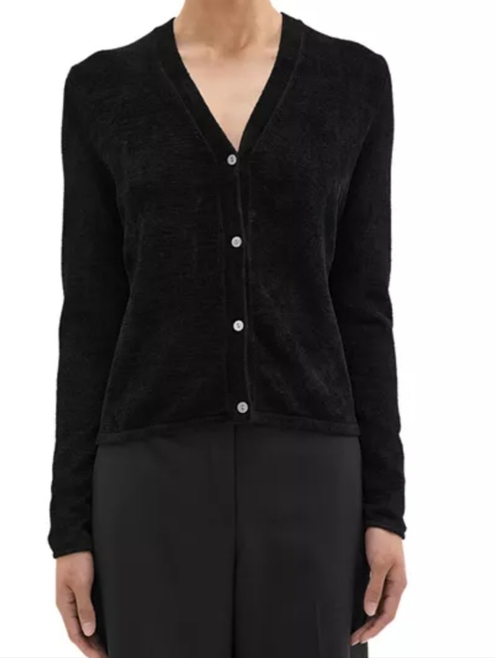 Theory Black Velvet Cardigan L